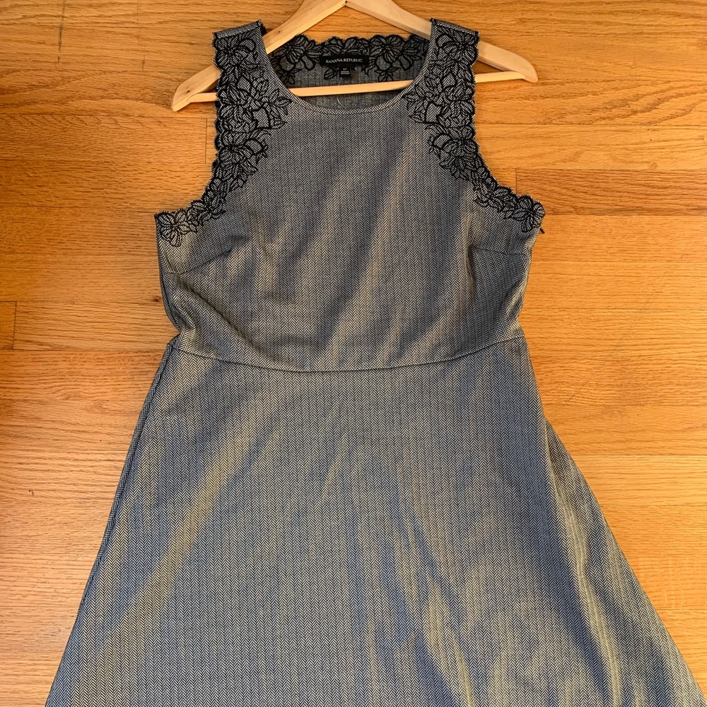 Banana Republic Fit-And-Flare fishbone plaid dress